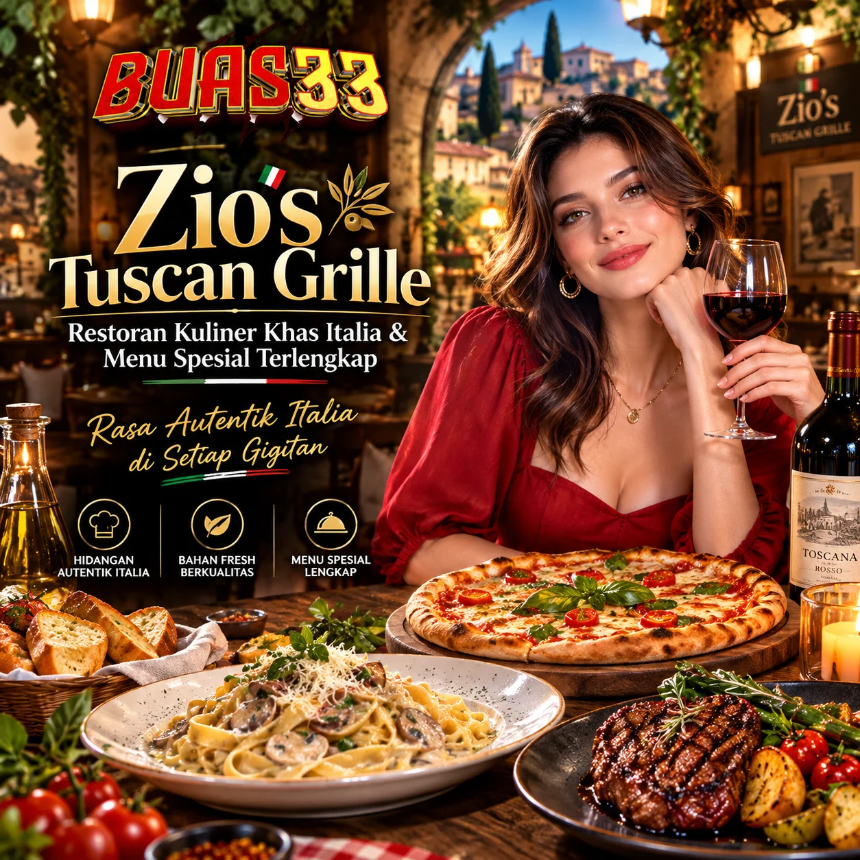 BUAS33 | Zio's Tuscan Grille - Restoran Kuliner Khas Italia & Menu Spesial Terlengkap