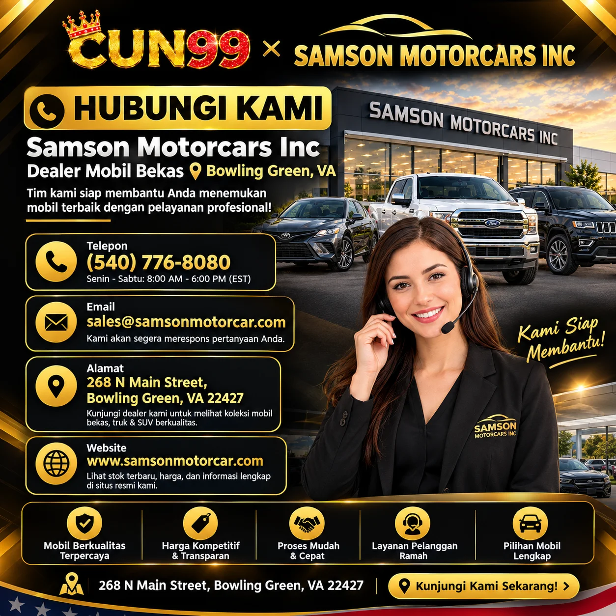 Cun99 - Hubungi Samson Motorcars Inc | Dealer Mobil Bekas Bowling Green, VA