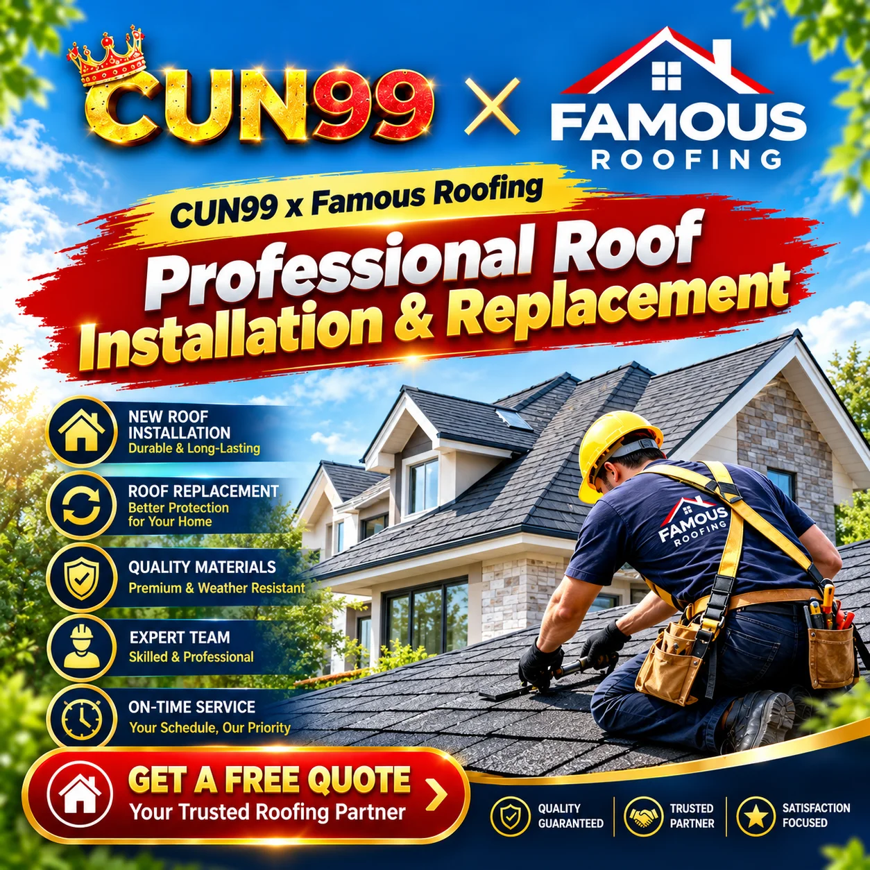 Cun99 x Famous Roofing | Professional Roof Installation & Replacement