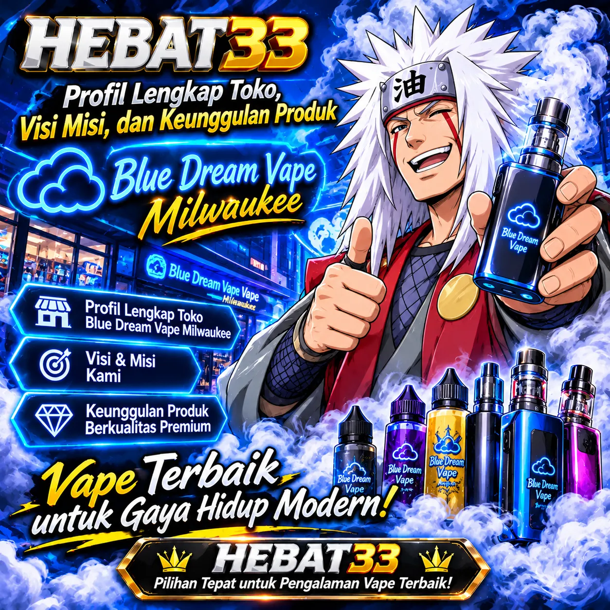Hebat33: Profil Lengkap Toko, Visi Misi, dan Keunggulan Produk Blue Dream Vape Milwaukee