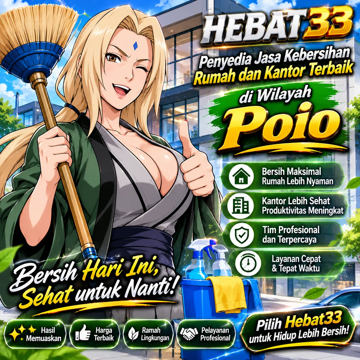 Hebat33: Penyedia Jasa Kebersihan Rumah dan Kantor Terbaik di Wilayah Poio
